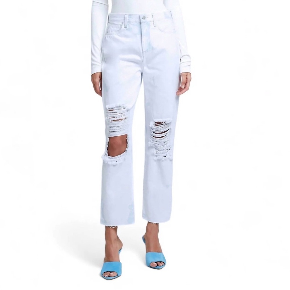 L’AGENCE Adele HighRise Stove Pipe White Tie dye Jeans